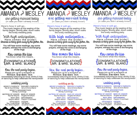 21 wedding program templates free sample example format