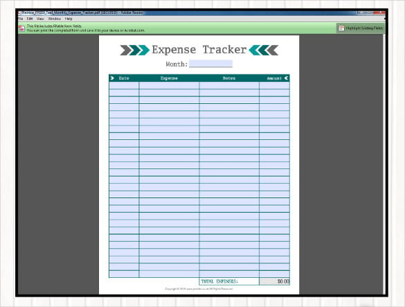 editable monthly expense tracker template download