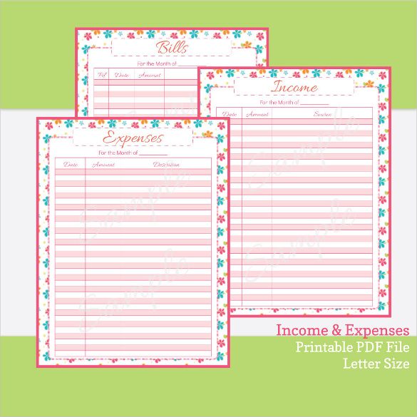 printable expense tracker and income tracker template download