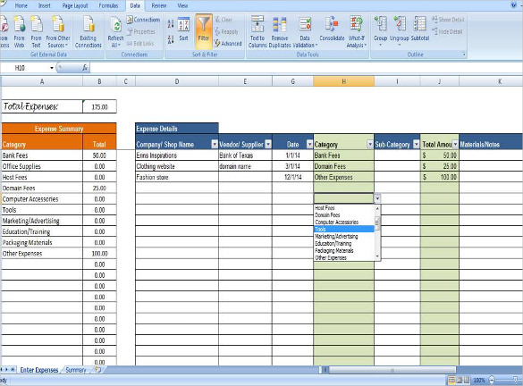 monthly expense tracker with pie chart excel