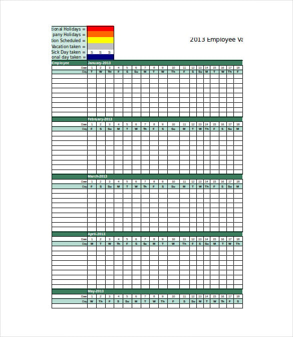 employee vacation tracker excel format download