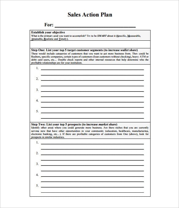 free sales action plan template pdf format download min