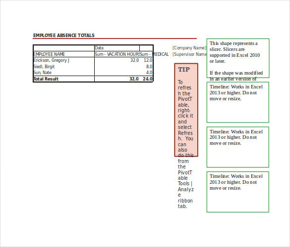 employee absence tracker template for excel format downlaod