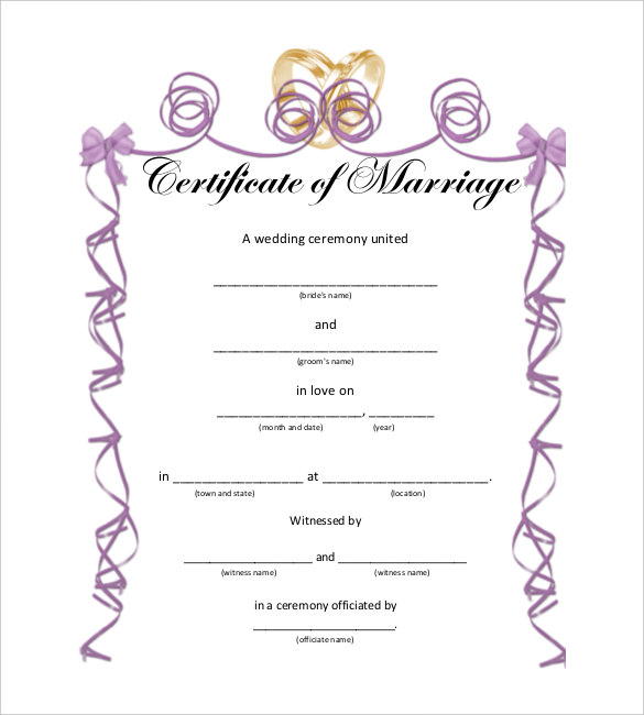 30+ Wedding Certificate Templates – Free Sample, Example, Format Download