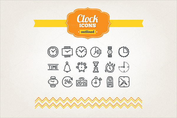 hand drawn clock icons