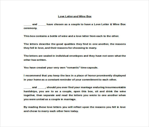 romantic love letter template word format