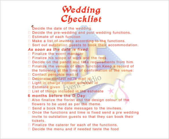 perfectly planed wedding checklist template for download