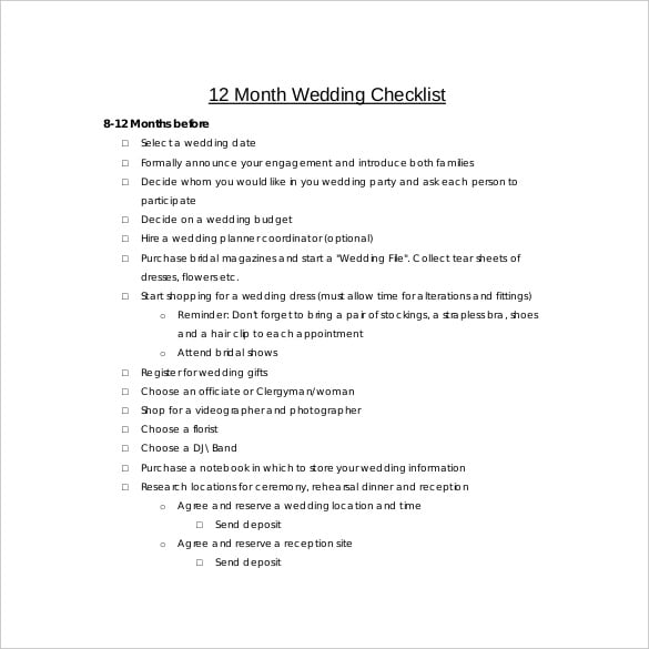 wedding checklist template for free download