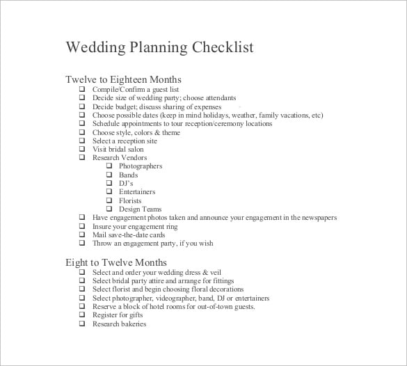 wedding checklist template for easy download