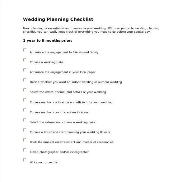 easy to process wedding checklist template for free download