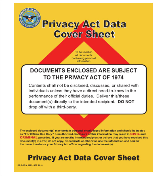 graphic designed privacy act cover sheet