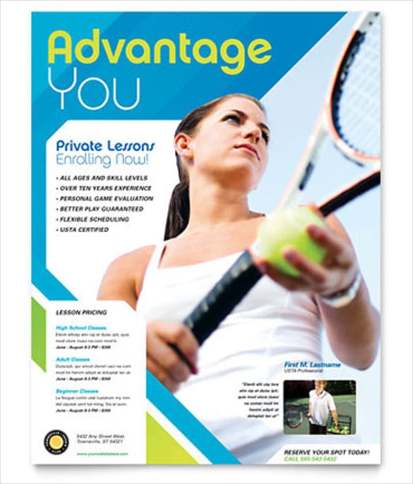 tennis club camp flyer template
