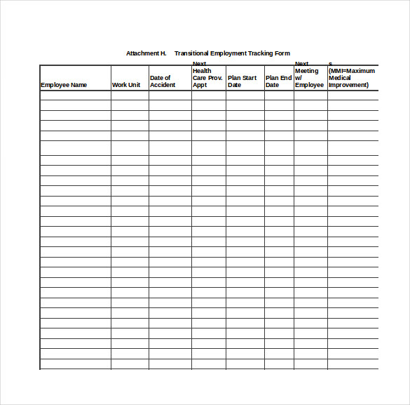 excel format of transitional employment tracking form template download