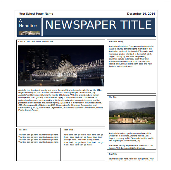 newspaper word template free