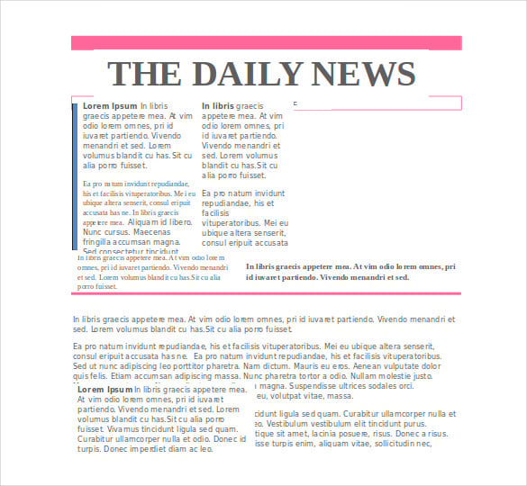 daily newspaper template free word