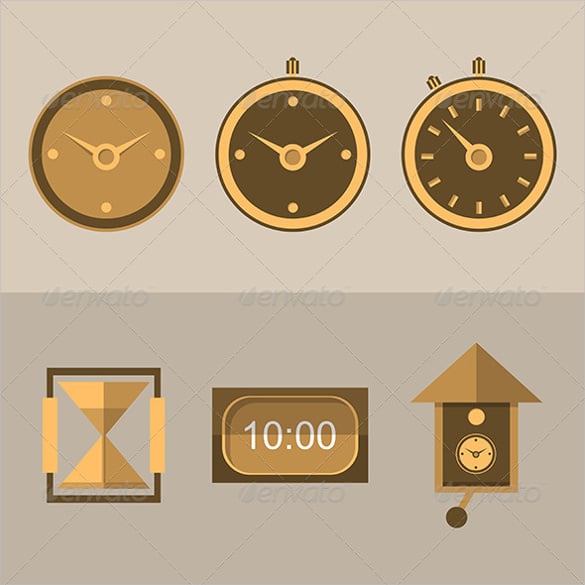 six brown flat icons set download
