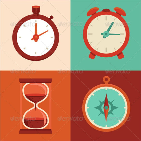 creative time clock flat icons download