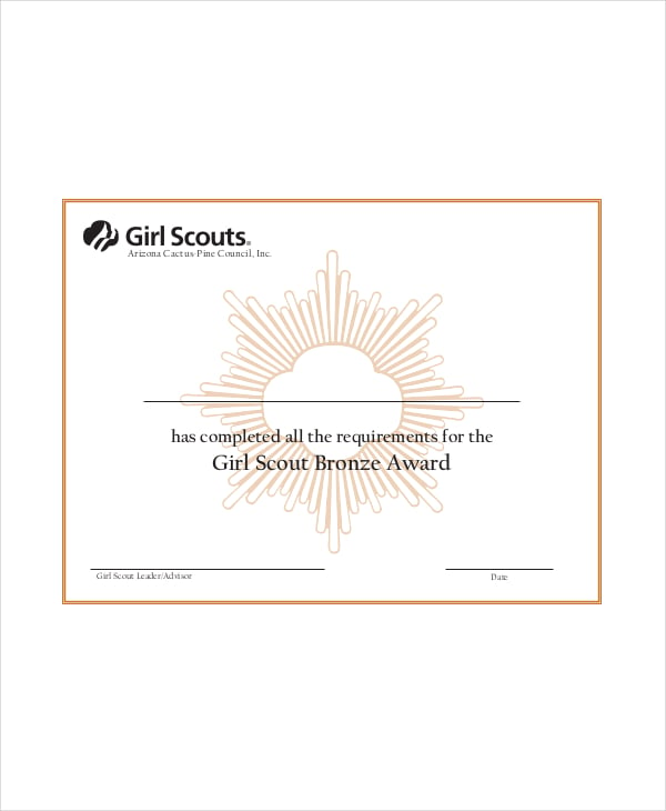 Girl Scout Certificate Template 5 Free PDF Documents Download Free 