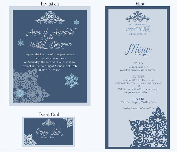 specilally designed wedding menu template free download