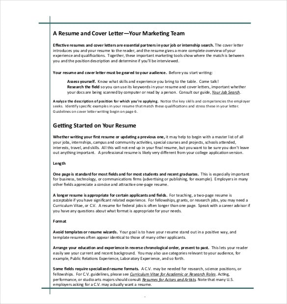 marketing resume cover sheet free download