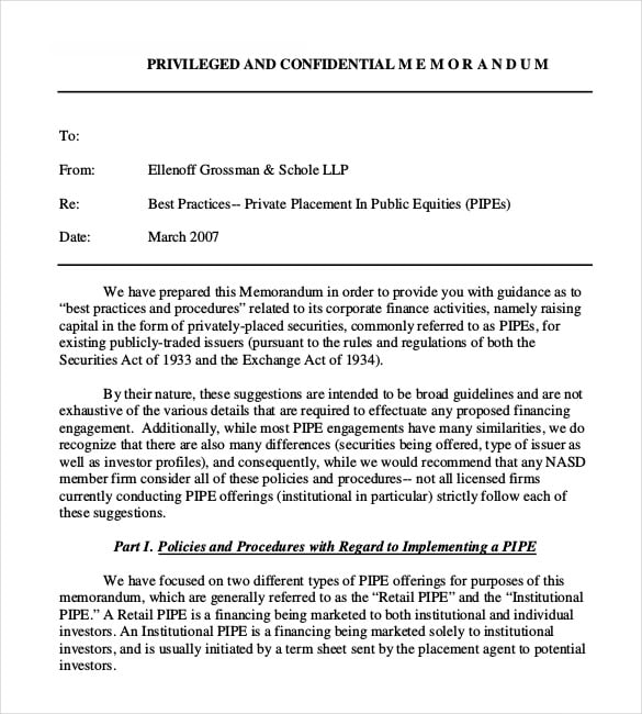 private placement in public equities confidential memo pdf