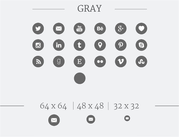 gray colour social media buttons
