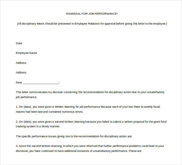 employee letter of termination free word download