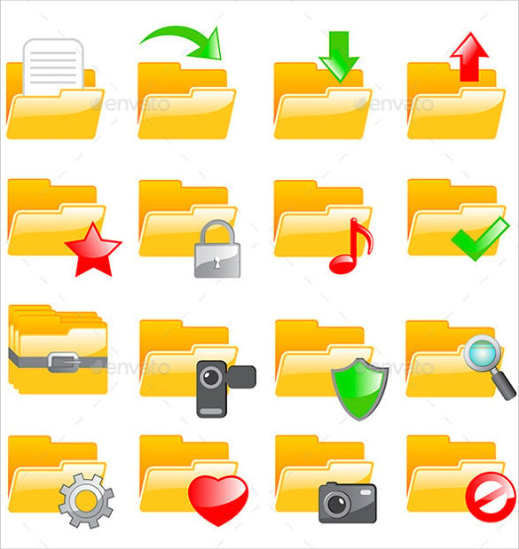 different types of folder icons set