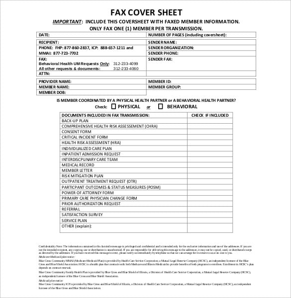 confidential fax cover sheet free download
