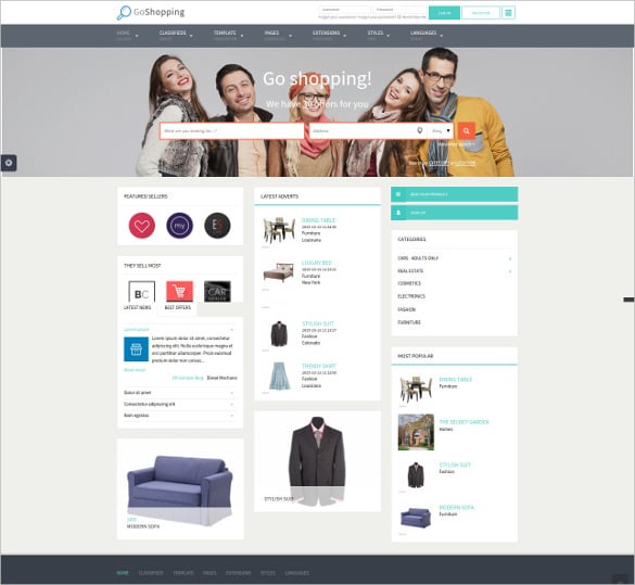 shopping classified html5 website template