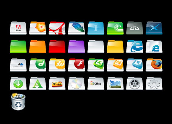 attractive folder icons set for designers