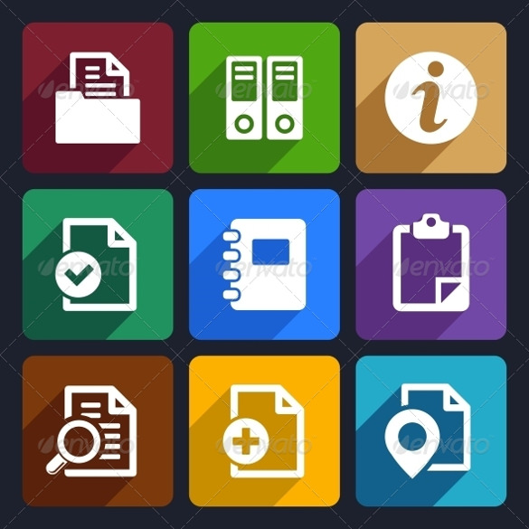 documents and folders flat icons set