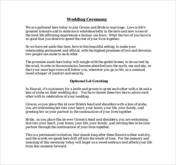 23+ Wedding Ceremony Templates – Free Sample, Example, Format Download