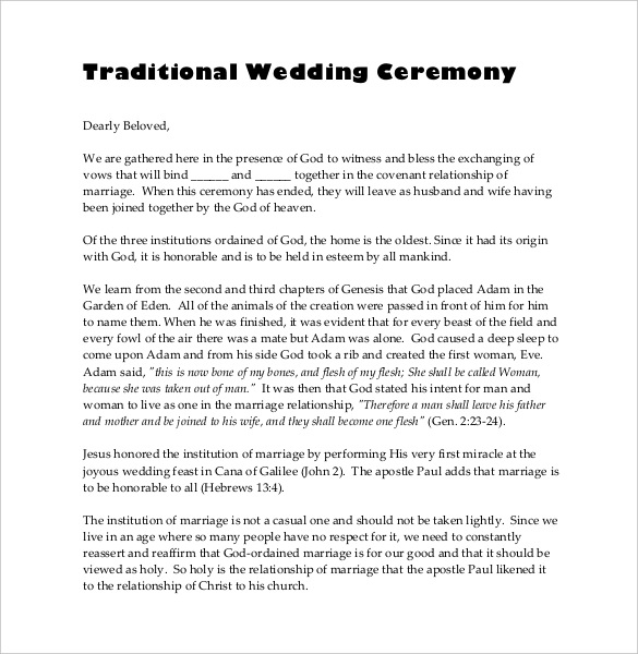 23 Wedding Ceremony Templates Free Sample Example Format Download