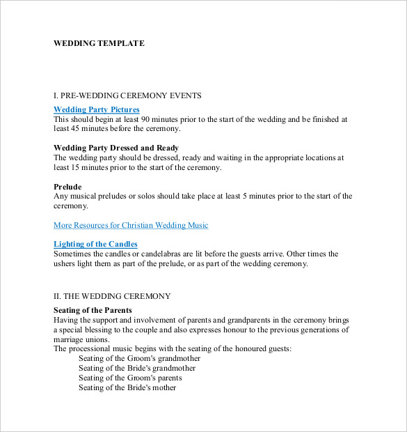 23+ Wedding Ceremony Templates – Free Sample, Example, Format Download