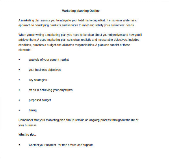 marketing plan outline template