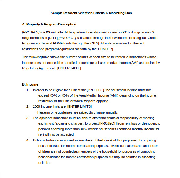 apartment marketing plan template