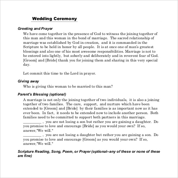 23+ Wedding Ceremony Templates – Free Sample, Example, Format Download