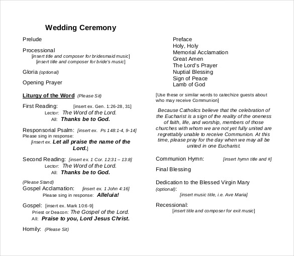 23+ Wedding Ceremony Templates – Free Sample, Example, Format Download