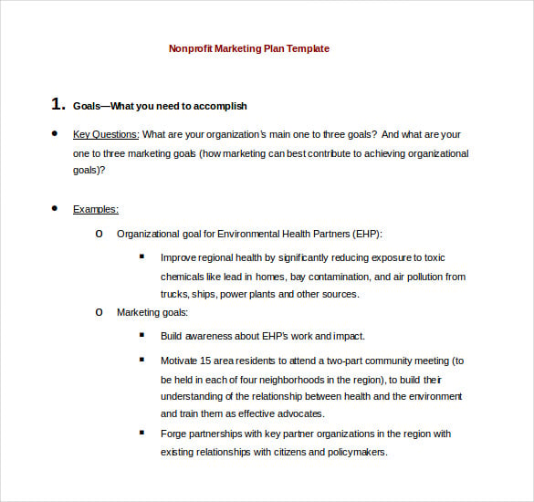nonprofit marketing plan template