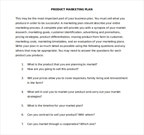 product marketing plan