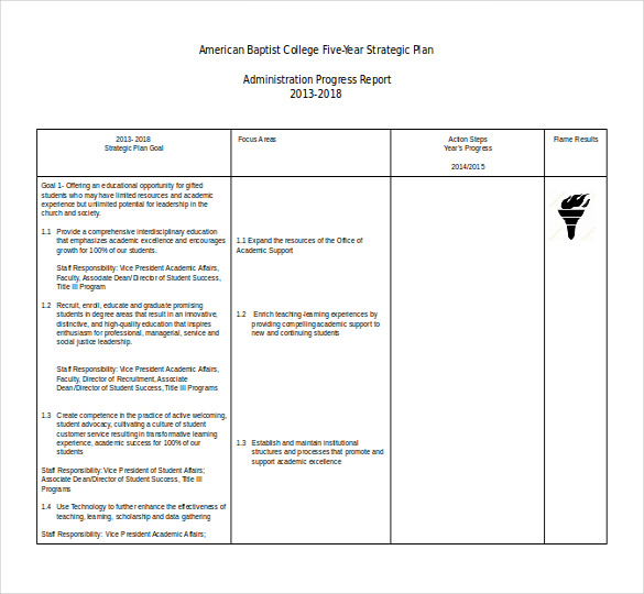 five years strategic plan spreadsheet free ms word