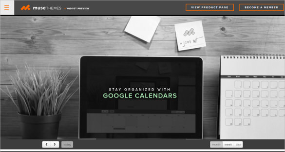 free google calender muse theme