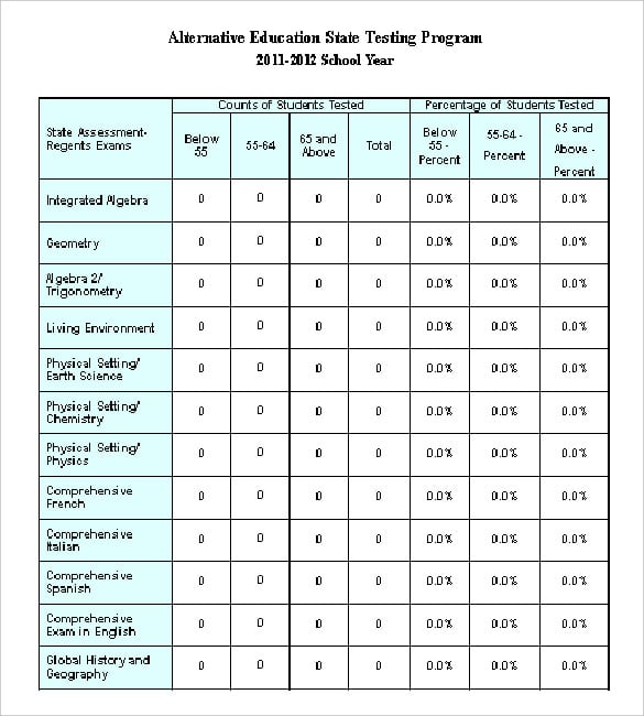 alternative report card template word doc download