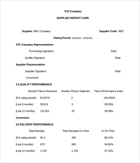 Report Card Template 28+ Free Word, Excel, PDF Documents Download