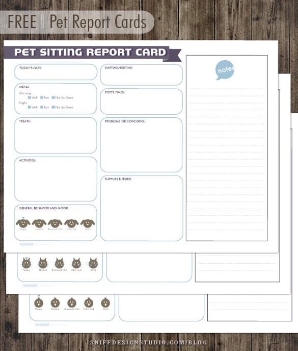 pet report card template download for dogs