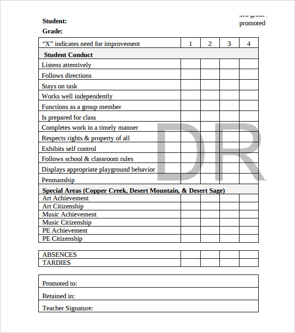 Report Card Template 28+ Free Word, Excel, PDF Documents Download