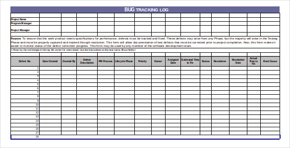 Bug Tracking Template 4  Free Word Excel PDF Documents Download