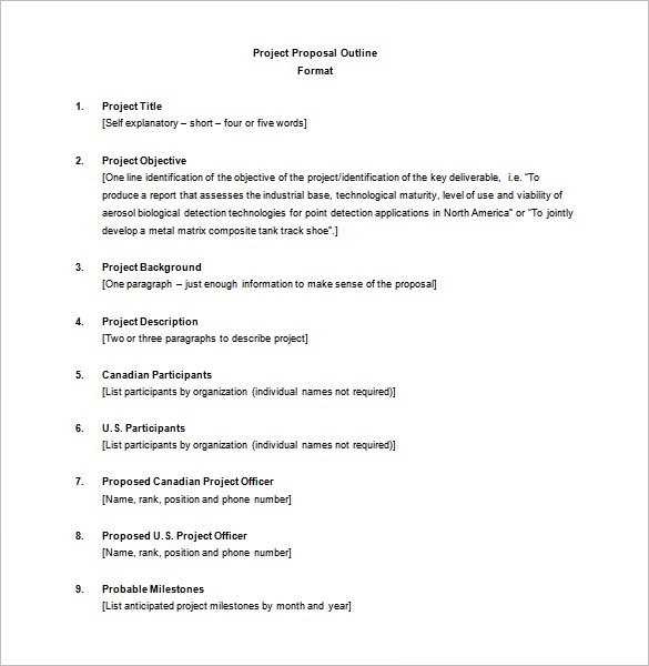 project outline template editable format free download