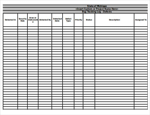 bug trackeing template excel format template download
